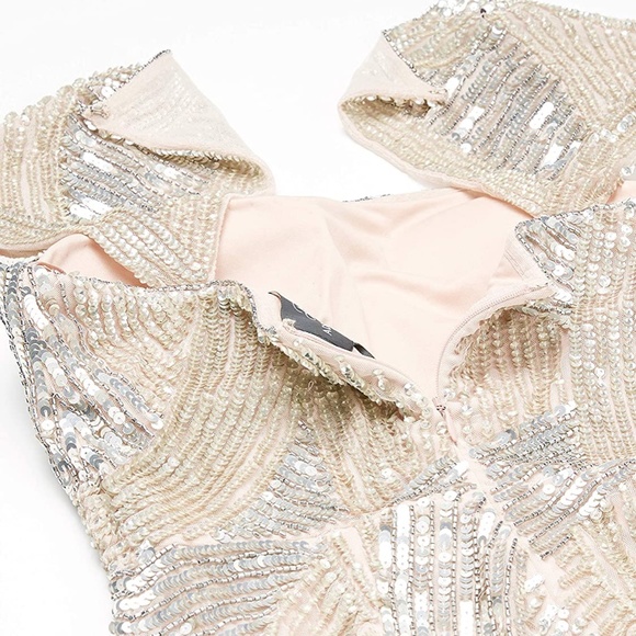 NEW Adrianna Papell‎ Embellished Cap-Sleeve Envelope Gown in Shell [ PETITE 8P ] - Picture 6 of 7